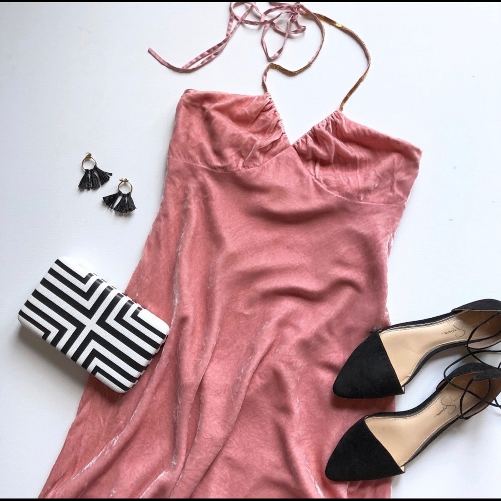 💕Shelli Segal pink velvet party dress💕